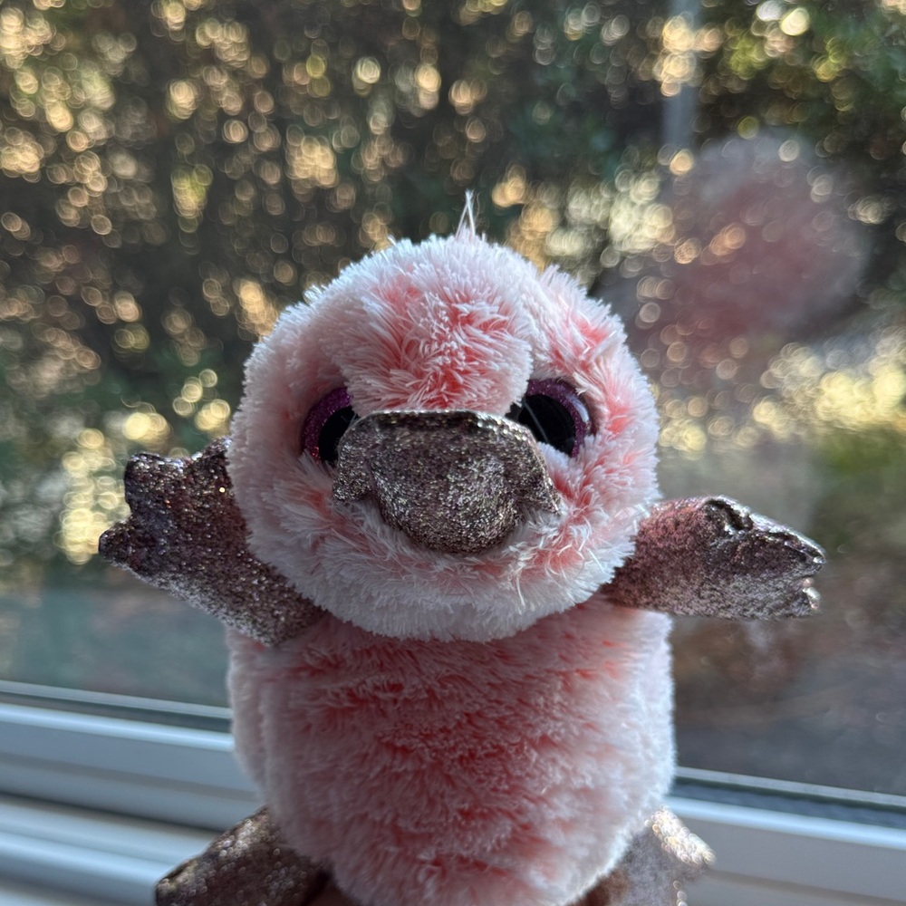 Ty Plush Pink Bird with Glitter Accents